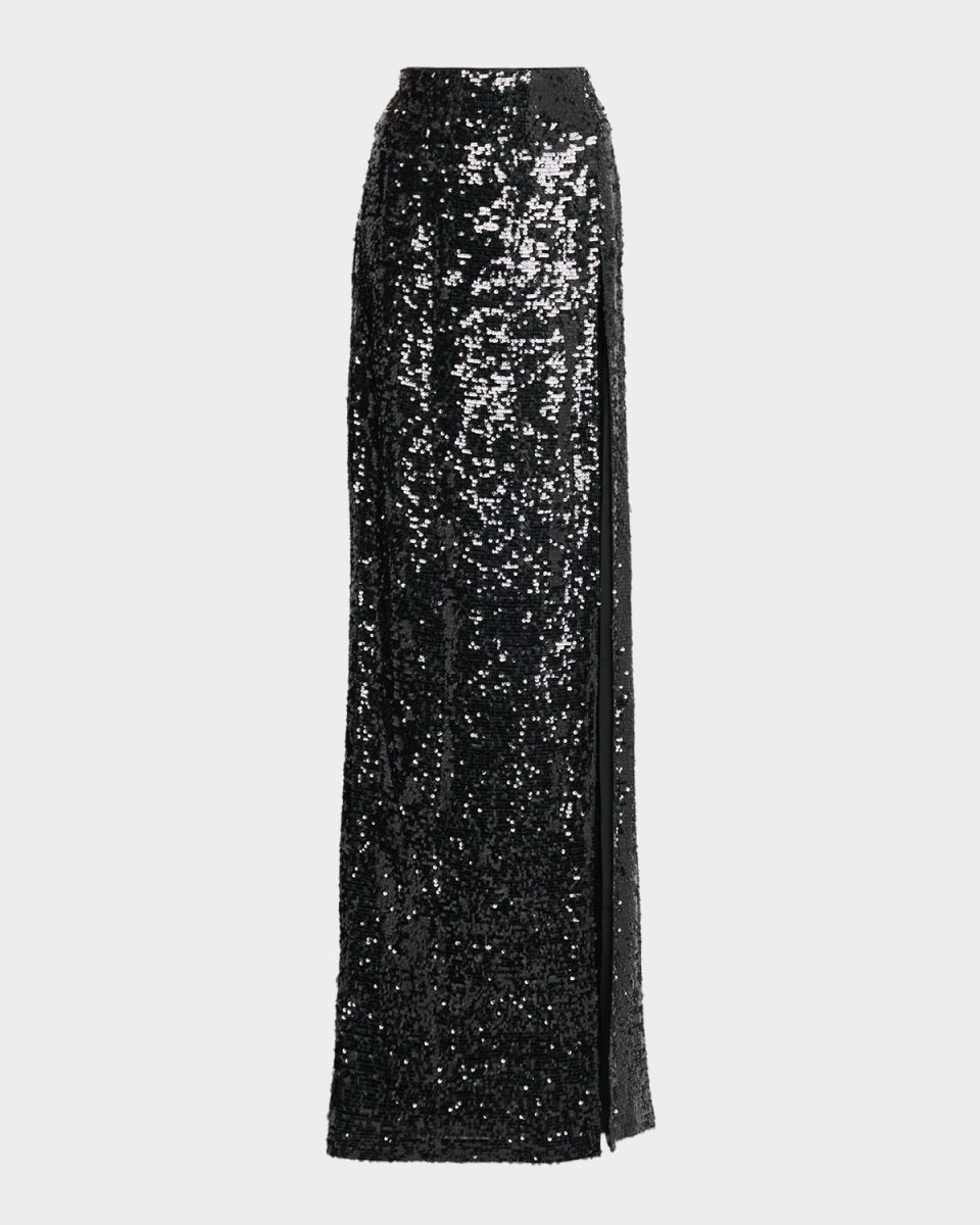 Sequined Thigh-Slit Maxi Skirt
